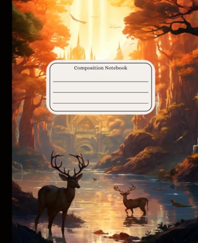 Composition Notebook College Ruled with Magical Landscape Illustration #7 | for School, Work |110 pages | 7.5x9.25
