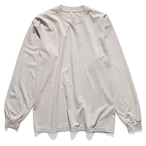 (���T���[���X�A�p����)Los Angeles Apparel 1807GD 6.5oz Long Sleeve Garment Dye Crew Neck T-Shirt ����T ���� �E�H�b�V�� ���n �x�[�V�b�N ���j�Z�b�N�X (L, Cement)