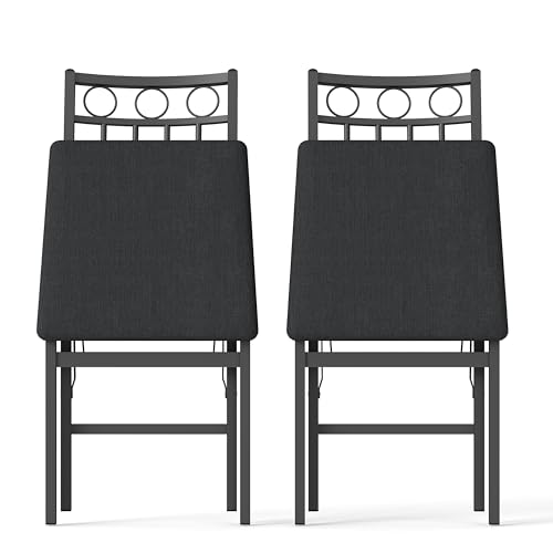 JOIN IRON Folding Dining Chair Set of 2, Rustic Brown Wood Seat with Metal Frame, Foldable Kitchen Chairs, No Assembly Required, Space Saving Chairs for Small Apartment and Dining Room (Black) - Image 4