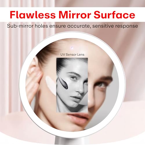 Image of Prime Pick Beauty Pro Makeup Mirror LED Light 360 Degree Rotating Vanity Mirror 3 Color Lighting Portable Lightweight Travel Mirror for Home Multipurpose Use White Pack of 1
