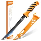 DRAGON RIOT Filetiermesser Fisch - Edelstahl Fischmesser mit Anti-Rutsch-Griff, Scharfes Ausbeinmesser mit Flexibler Klinge, Outdoor-Messer für Fisch und Fleisch