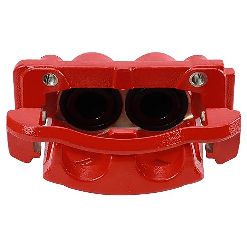 Image of TRQ Front Left Brake Caliper w /Bracket Performance Red Drivers Side | For 2004-2008 Ford F-150 2004 F-150 Heritage 2006-2008 Lincoln Mark LT