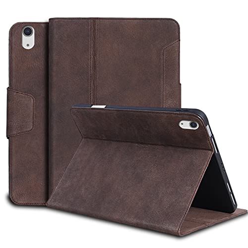 Gexmil Genuine Leather Case for iPad mini 7 (A17 Pro) 2024 / iPad mini 6 Generation 2021 8.3 Inch,Magnetic Closure,Pencil Holder,Shockproof Cowhide Cover,Pencil 2 Wireless Charging,Sand Dark Brown