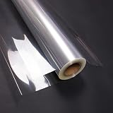 HOMPAL Papier Cadeau Transparent, Papier Cristal Transparent, Rouleau de Cellophane Transparent, Papier Demballage en Cellophane Transparent pour Fleuriste Et Artisanat(84CM x 35M) - Transparent