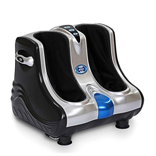 JSB HF05 Leg & Foot Massager for Pain Relief with Human Hands Like Pressing & Vibration Reflexology (Black-Silver)