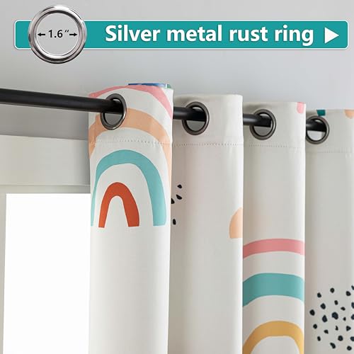 Image of Blackout Rainbow Curtains for Kids Nursery Curtain, C1, 52 inch x 63 inch, 2 Panels