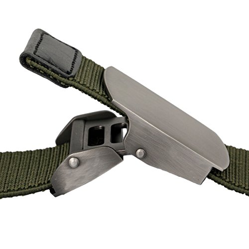 Sportmusies Elastic Belts for Men, Military Style Stretch Webbing Tactical Duty Belt (Army Green,Auto Metal Buckle)2