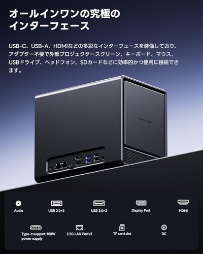 AOOSTAR NAS PC 4べい nasキット ミニpc OSなし ryzen7 5825u 4つSATA HDDと2つM.2 SSDスロット デュアルDDR4チャンネル デスクトップ ミニパソコン TPYE-C/DP/HDMI 4k 3画面出力 TFカード対応 (WTR PRO NO RAM/SSD)