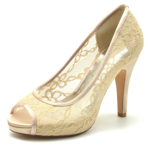 Chaussures de mariage mariée plateforme talons hauts escarpins femmes dentelle