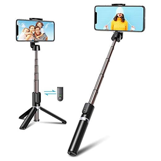 Vproof Bluetooth Selfie Stick Tripod, Mini Extendable 3 in 1 Aluminum Phone Tripod Selfie Stick with Wireless Remote for iPhone 11 Pro Max/11 Pro/11/XS/XS Max/XR/X/8/8 Plus/7/6, Galaxy S10/S9/S8, More