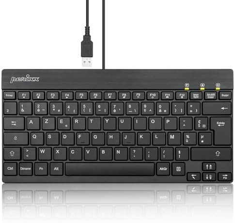 Perixx PERIBOARD-426 Mini Keyboard with USB Cable, French AZERTY, Black
