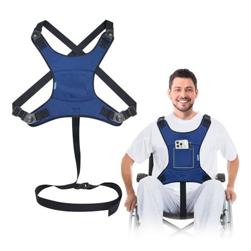 AOSSA Wheelchair Harness, Safety Belt for Elderly Fall Prevention, Wheelchair Seatbelt Restraints for Dementia Patients, Disabled, Wheel Chair Vest, Adjustable Torso Support Straps Prevent Sliding