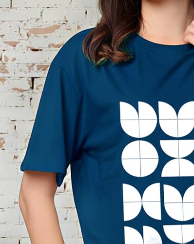 Image of Women's Half Sleeve Oversize Tshirt Graphic Printed Round Neck T-Shirts for Women