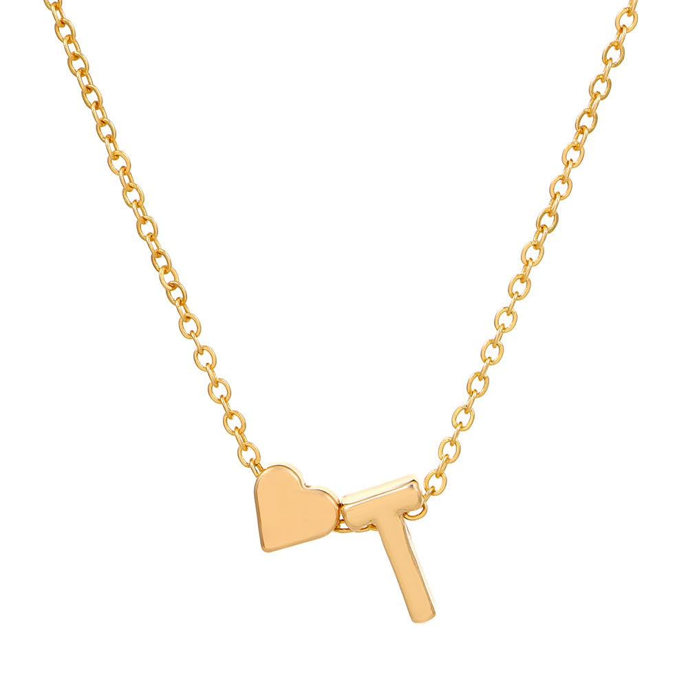 ARZONAI Gorgeous Alphabet T & Tiny Heart Pendant Locket Chain Necklace Gift for Girls & Women (B0D3DB2RHT) Amazon Price History, Amazon Price Tracker