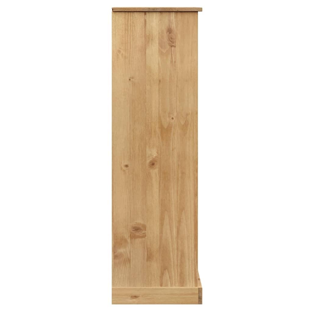 Libreria VIGO in legno di pino massiccio, 90 x 35 x 114,5 cm, con 6 scomparti e porte, spazio per libri, cartelle, documenti, salvaspazio, come divisorio per soggiorno, ufficio, cameretta