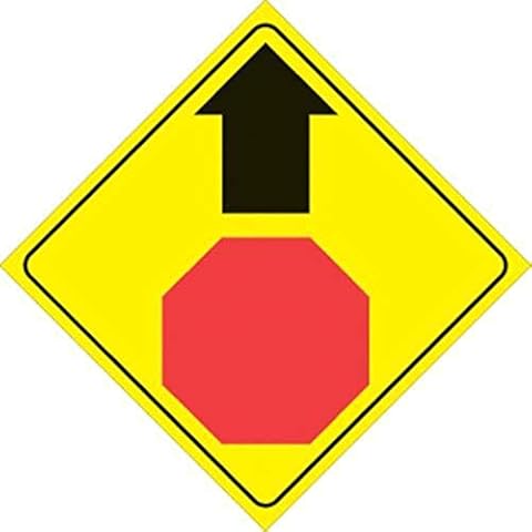 Voss Signs Yellow Plastic Reflective Sign 12" Stop Ahead Cover