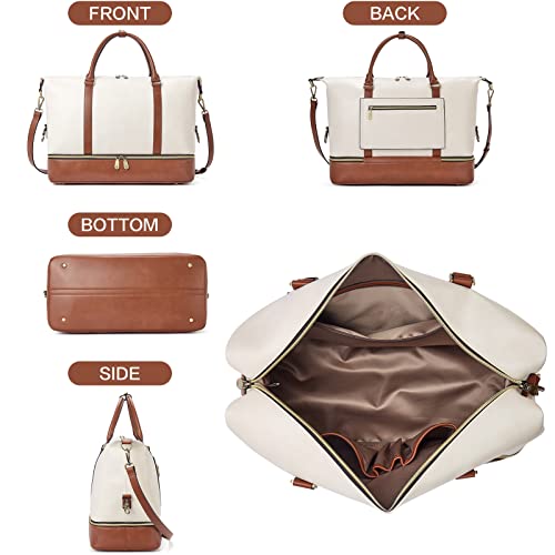 BOSTANTEN PU Leather Travel Duffle Bag