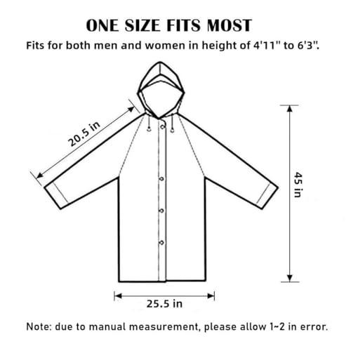 Eva Rain Ponchos for Adults, 2 Pack Reusable Raincoat for Women and Men, Lightweight Rainwear Rain Jackets with Hood - Image 5