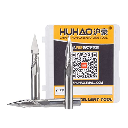 Huhao Spiral Engraving Router Bit 6Mm Shank 2 Flutes 0.5Mm Tip Pyramid Cnc Router Bit 30 Degree 2D 3D Sculpture Carving Woodworking Tool 1Pc #TOP4