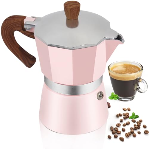 Image of Aluminum 6 Cup 300ml Moka Pot Express Coffee Maker Stovetop Espresso Colorful Coffeemaker Italian Classic Style Brewing Greca Cafe Mocha Machine for Cafeteras Lover Camping Travel and Home Use 10oz