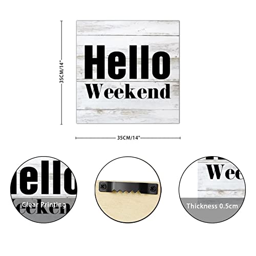 Plaque bois rétro Hello Weekend pour habiller un mur vide - 3