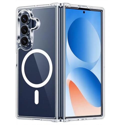 BECAQ for Samsung Galaxy Z Fold 7 Case Magnetic Clear Military Grade Drop Protection Anti Yellowing Phone Cover - Rugged Shockproof Protective Bumper Transparent Case (Z Fold 7)