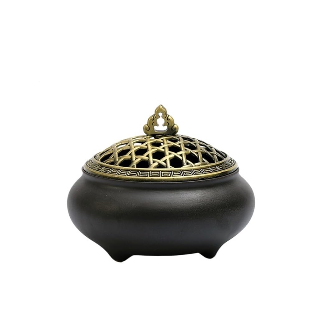 censer Ceramic Incense Burner Ideal For Smudging, Burning, Ritual Purpose, Decoration(Black)