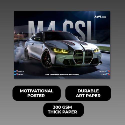 Image of BMV M4 Poster | Car Motivational A4 Sized (31 x 23 cm) | Gift for Boys | Supercar Frames | BMV Poster M4 Competition Sportscar Frame | Car Posters for Wall, Bedroom, Hostel, Study Room (B 042)