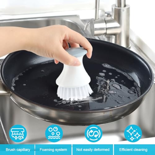 Image of 2Pcs Dish Scrub Brush, Multipurpose Kitchen Dish Brushes, Palm Brush Dish Scrubber with Ergonomic Grip, Kitchen Brushes for Pots, Grills, Ovens & Other Tough Cleaning Jobs