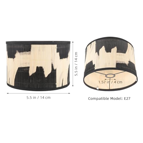 Angoily 37E1113K61YZY Woven Pendant Light Bamboo Lamp Shade E27 Vintage Drum Lampshade Printed Light Shade Decorative Lamp Cover thumb #2