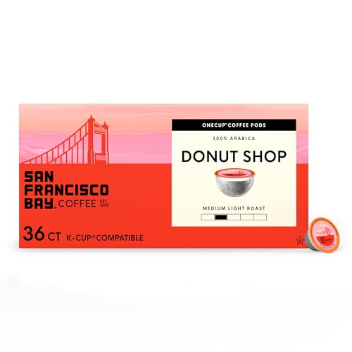 San Francisco Bay Compostable Coffee Pods - Donut Shop (36 Ct) K Cup Compatible including Keurig 2.0, Light Roast