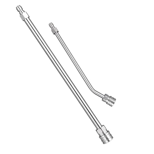 2Pcs Pressure Washer Extension Wand, Gutter Underchassis Roof Cleaning Tool Spray Attachment, Extension Lance and 30°Curved Extension Rod, 1/4‘ Quick Connect, 4000 PSI (Stainless Steel)