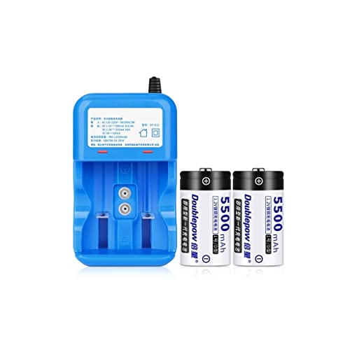 XCC Batería Recargable Set No.1 Cargador Inteligente con 2 x No.1 D Baterías Calentador de Agua Estufa de Gas Batería