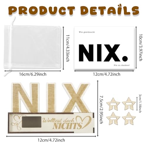 Nichts Geschenk,Schokoriegel Geschenkbox mit Grußkarte,Chocolate Bar Gift Box,Du Wolltest Doch Nichts,NIX Geburtstag Geldgeschenk Holz,Kreatives Lustige Geschenke für Männer Familie Vater Freunde