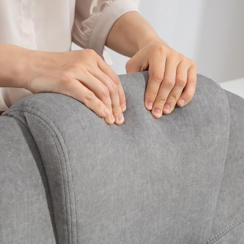 Sedia da Ufficio Massaggiante 4 Punti Vibrante e Riscaldante, Poltrona Ufficio con Funzione Dondolo, Sedia Scrivania in Velluto con Braccioli e Altezza Regolabile per Studio, Grigio - Sedia gaming - Immagine 8