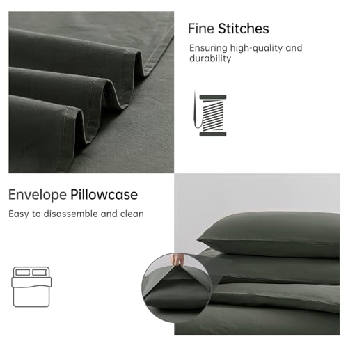 Image of JELLYMONI Cotton Duvet Cover Twin Size - 100% Washed Cotton Linen Like Textured Comforter Cover, 2 Pieces Breathable Soft Bedding Set with Zipper Closure (Gray, Twin 68 inchx90 inch)
