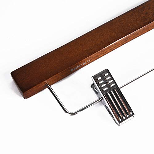 Better To U 14 Inch Smooth Retro Wooden Pants Skirt Hanger 20 Pack, Sturdy Wood Trousers Slacks Bottom Hanger With Adjustable Non-Slip Strong Metal Clips And Swivel Anti Rust Hook #TOP3