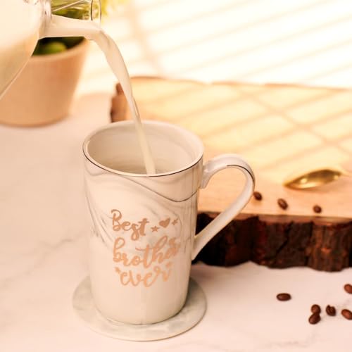 Image of NYRWANA Coffee Mug, Birthday Present for Man, Mugs for Present, Rakhi Gift for Brother, Cute Mugs, Ceramic Mug with Spoon, Gift Box & Rakhi with Tilak and chawal (400ml-Grey)
