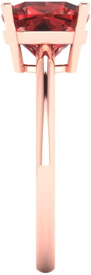 Clara Pucci 14K Solid Rose Gold 2.5 ctw Garnet Solitaire Ring for Women | Anniversary, Birthday Gift | 8mm Cushion Cut - Image 3