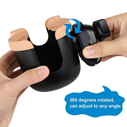 Image of Accmor Stroller Cup Holder with Phone Holder, Bike Cup Holder, Universal Cup Holder for Uppababy Nuna Doona Strollers, 2-in-1 Cup Holder for Walker, Wheelchair, Scooter