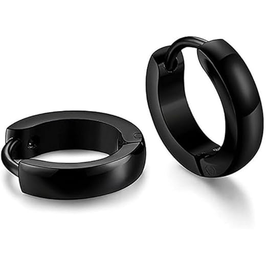 Mens Stainless Steel Huggie Hoop Earrings