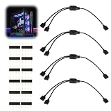 MILAKE 4 Pcs 12V 4-Pin ARGB Extension Cable, ARGB 1-to-2 Female to Female Cable Extension PC for Computer Case Fans and Addressable LED Strips, RGB Splitter Cord (1 to 2)