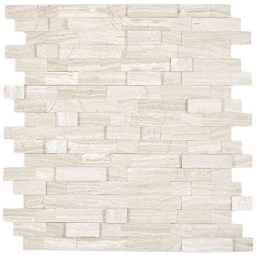 Conwire - Tappetino a mosaico autoadesivo, composito, pietra naturale, grigio, per parete, cucina, specchio per piastrelle, rivestimento per lavastoviglie, pannello da parete, 275 x 300 mm, 4-6 mm, 1