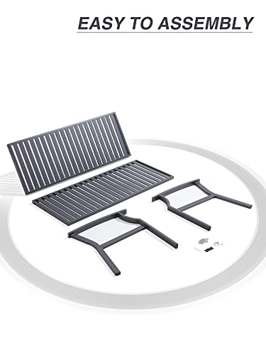 Mutaomay Outdoor Bench Set Of 2, 52" Aluminum Frame 3-Person Patio Garden Bench With Anti-Rust, Porch Bench Furniture Memorial Benches For Outdoors Park, Lawn, Deck Weathered 660Lbs Weight Capacity #TOP6