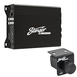 STINGER Audio MT-1000.1v2 Monoblock 1000 Watt RMS Car Audio Compact Subwoofer Amplifier w/Remote Control Bass Knob, Class D, Hexfet Mosfet, Subsonic Filter, Low-Pass Filter, Bass Boost Q