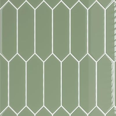 VaryPaper 10 Sheets 12''x12'' Sage Green Long Hexagon Peel and Stick Backsplash for Kitchen Bathroom Waterproof Sticky Vinyl Backsplash Self Adhesive Wall Tiles Back Splash Stick on Tiles for Shower