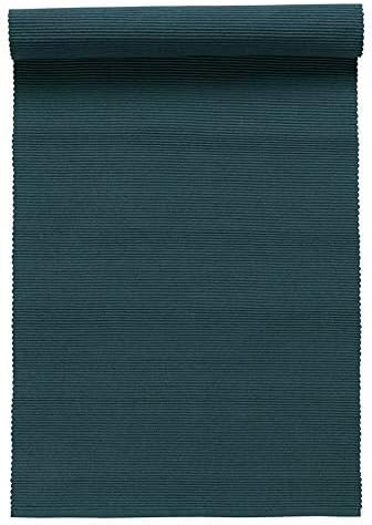 LINUM UNI Runner 45x150 cm, 100% Ribbed Cotton, Machine Washable, Indigo Blue