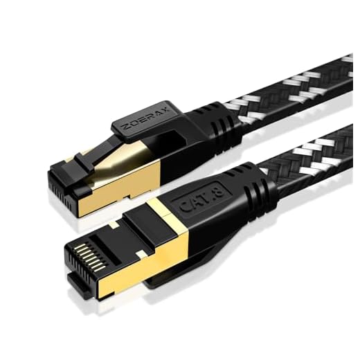 ZOERAX Cat 8 Ethernet Cable 1.5FT, Nylon Braided High Speed Network LAN Patch Cord, Flat 40Gbps 2000Mhz Internet Cable RJ45 Shielded Indoor LAN Cables Compatible for Gaming PC PS5 Xbox Modem Router