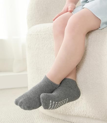 Image of JAKIDAR 12-Pair Baby Socks Non-Slip Cotton Toddler Socks Ankle Socks for Baby Toddler Kids