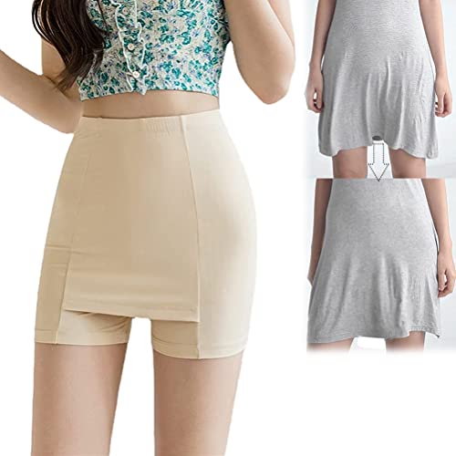 HHHJ Double-Layer Front Crotch Safety Shorts Breathable Ice Silk Anti-Slip Panties Women's Elastic Safety Panties Slip Shorts